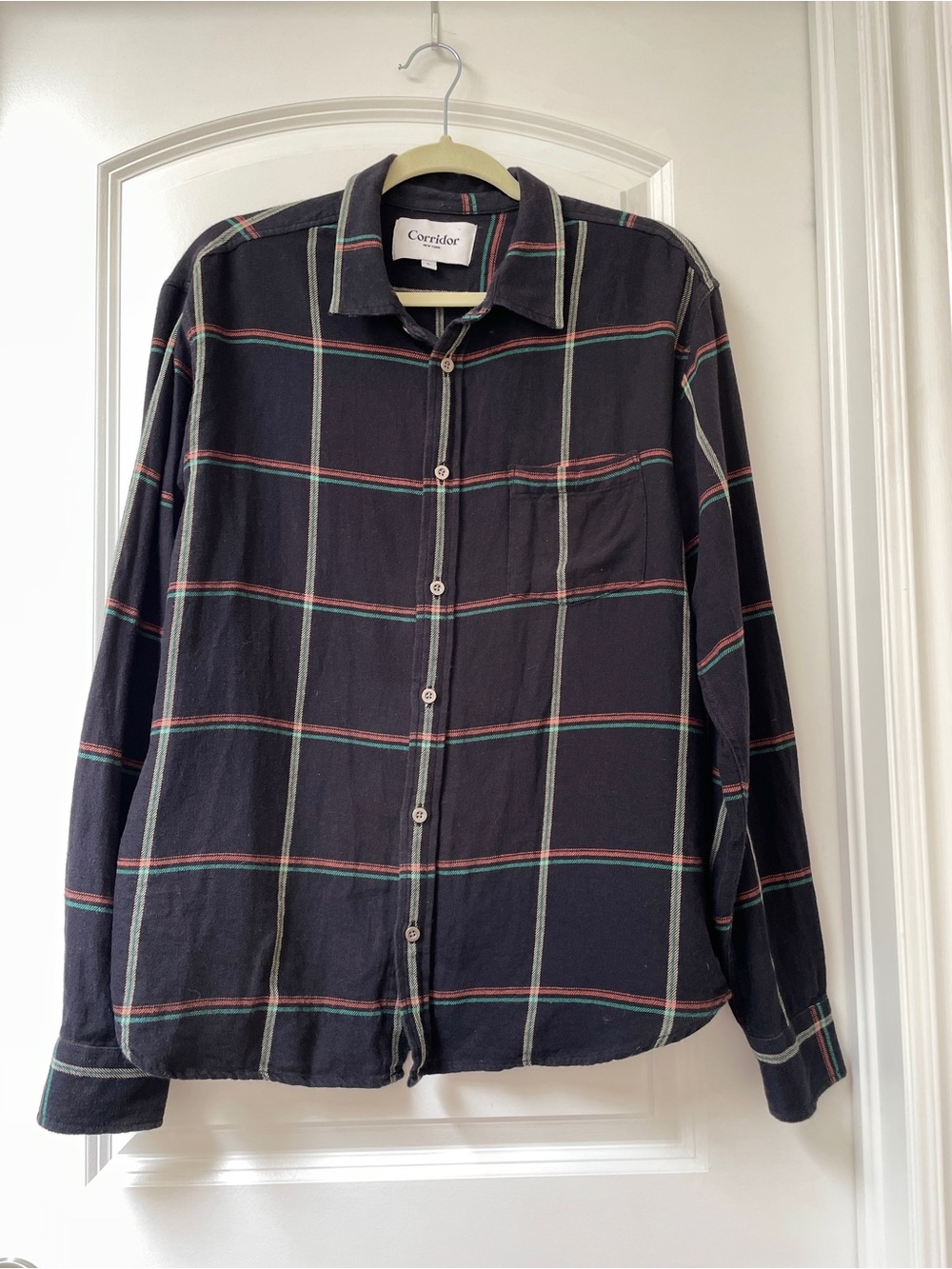 Corridor New York Black Plaid Flannel Shirt Men’s Large | Soft Cotton
